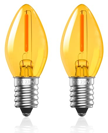 Luxvista E14 LED Warmweiss 1W Vintage Glühbirne,LED Leuchtmittel E14 C7 Kerze Birne Warmes Licht 2000K Nachtlicht für Krippenbeleuchtun,Kühlschranklampe,Äquivalent 5W,Nicht Dimmbar,2 Stück