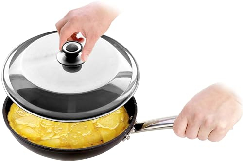 Tapa Giratortillas de Acero Inoxidable para Tortilla de Patatas, Tapa Volteatortillas para Sartén, Tapadera Multiusos, Apto para lavavajillas - 28cm