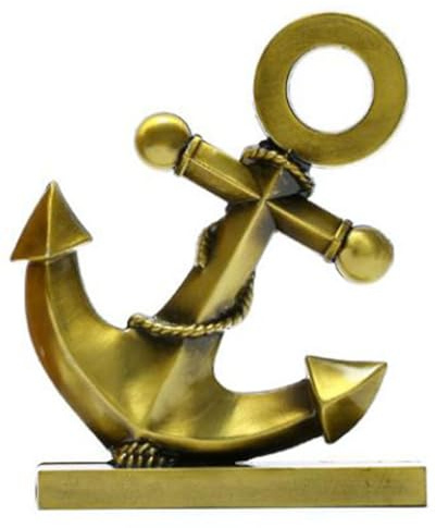Palmetto Housewares Anchor Zinc Alloy Miniature Statue Size LWH 5x1x6 Inch Anchor Color Golden
