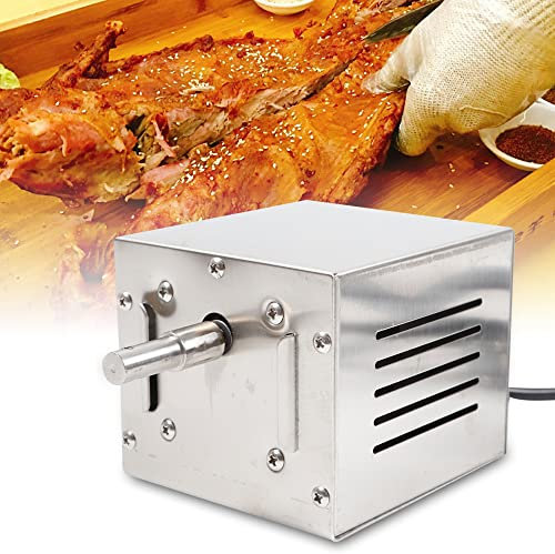 Dekltus Grillspieß Grillmotor aus Edelstahl,25W Spanferkelgrillmotor,Edelstahl BBQ Rotisserie Motor Elektro 60KG Grillspießmotor für Familienessen/Grillen im Freien/Hotelküchen