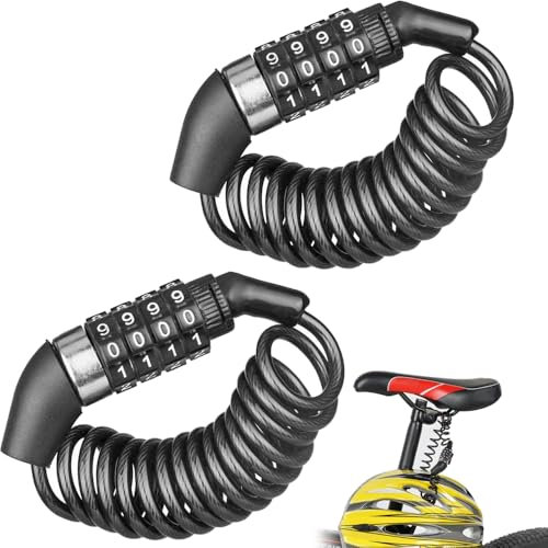 2 Stück Helmschloss, Fahrradschloss Kabelschloss, Fahrradschloß Zahlen Motorradhelm Schloss Kabelschloss mit Zahlencode für Fahrrad Tricycle Motorräder