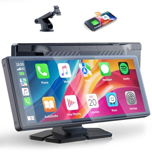 LAMTTO Wireless Car Stereo for Apple CarPlay Android Auto Portable Car Radio, 9.26 Inch IPS Touchscreen CarPlay Screen with Bluetooth 5.0/Mirror Link/Voice Assistant/Sat Navi AUX/FM/AUX/Type-C