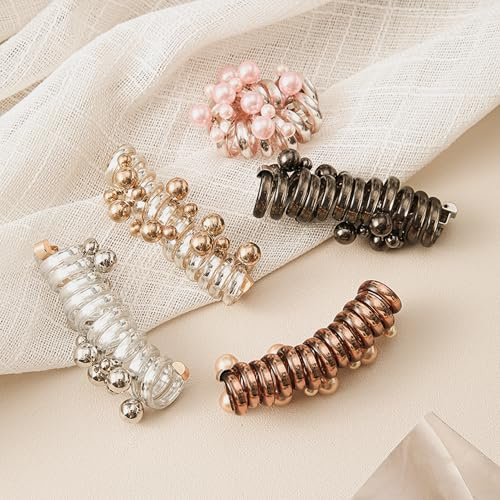 Sleepy Tie Spiral Hair Ties for Women & Girls No Damage Soft Elastic Scrunchies for Ponytails, Phone Cord Hair Bands 5Pcs Assorted Colors -Gifts for Mom,Sister,Friends,Mother's, Female birthday