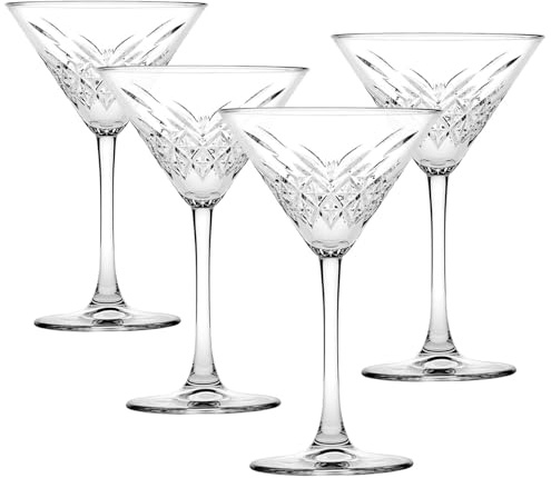 Queensway Home & Dining 230ml Long Stemmed Glass Martini Cocktail Glasses Stylish and Elegant for Perfectly Crafted Drinks (Set of 4)