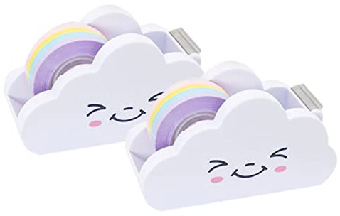 SEWACC 2 Sets Tragbare Band Spender Regenbogen Papier Band Für Büro Schreibtisch Heimgebrauch