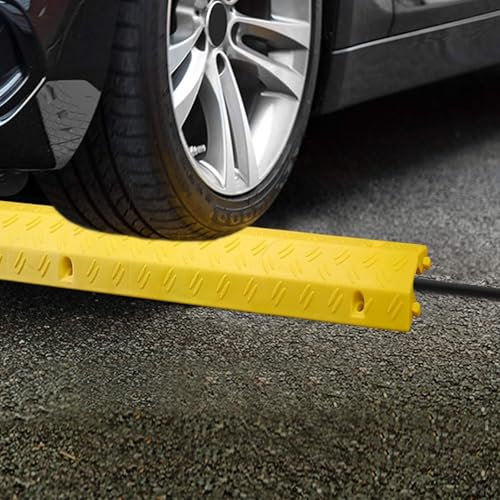 YLLSMGS Canalina Passacavi Esterno Over 1 Rampe Passacavi Pavimento 2000 Libbre Max con Fori di Fissaggio Dossi per Uso Esterno(Yellow)