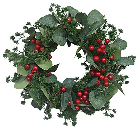 TianWlio Weihnachten Dekoration Haustür Decke Wand Hängen Weihnachtskranz Simulation Trompete Beerenblatt Tür hängende Fensterrequisiten Dekoration Weihnachten Blumen Dekor (Green, One Size)