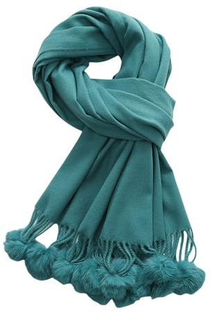 CMZYBBD Scarf dam höst och vinter scarf - plyschbollsmönster, Versatile Shawl, imitation kashmir, mysig och snygg blå-a-200 x 70 cm