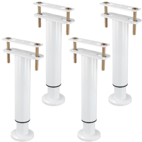 MAKTSAM 4 PCS 18-33 cm White Adjustable Bed Support Legs, Metal Retractable Furniture Legs with Nuts, Bolts,Bed Center Frame Slat for Cabinet, Sofa, Bed