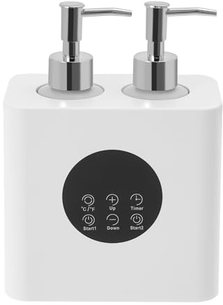 Massageöl Wärmer Massageölheizung Massage Öl Set + 4 Ölflaschen Massageöl-Flaschenwärmer mit Led-Touchscreen für Erwärmung Massageölen, Ätherischen Ölen,Rperlotionen (Weiß)
