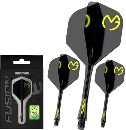 WINMAU Darts Fusion Integrated Flight & Shaft System - No.2 Shape und Design - Verfügbar in Kurz, Intermediate & Medium erhältlich
