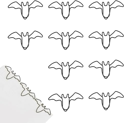 10 Stück Schwarze Fledermaus Büroklammer – aus Büroklammer – aus Typ Clips | Kreative Niedliche Büroklammern Tierform – Fledermaus Typ Clips – Hochwertige Metall Paper Clips mit Neuartigen Formen