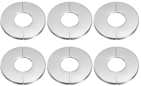 sourcing map Flangia divisa da parete, 26 mm, in acciaio inox, rotonda, autoadesiva, copertura per tubi, collari con rosetta, per pavimento, soffitto, bagno, cucina, WC, 6 pezzi