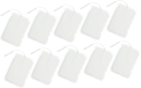 10 Stück Elektroden Pads aus Vliesstoff und Silikon für Massage | Weiße Klebepads, Niedriger Widerstand, Wärmeöffnungen, Angenehme Stimulation