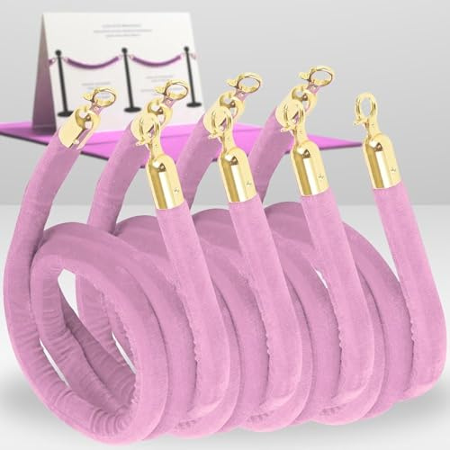 LQSYBHD 5 Ft 4 Pezzi Stanchion Rope,Corda per Corrimano,Corda Stanchion con Ganci A Scatto,Corda di Controllo della Folla,per Decorazioni per Feste(Color:Light Pink 4)