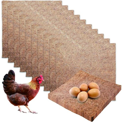 10 Stück Hühner-Nistunterlagen, 30 x 30 cm Nistkasten Pads Für Hühner, Hühnernestmatten, Nistunterlagen Für Hühnernistkasten-Einlage Wiederverwend, zum Kompostieren Von Henne Legen Von Eiern