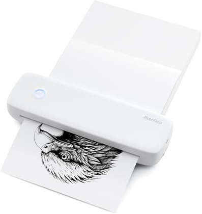 ACAGALA A4 Thermodrucker mit Bluetooth & USB (304dpi) - Multiformat-Druck 56mm/77mm/107mm/210mm/216mm - Universell für Texte/Bilder - Lithium-Akku - inkl. Thermopapierrolle