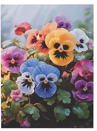 Art Print Poster Pansy Flowers Canvas Prints Wall Art Newspaper Aesthetic Canvas Posters Prints Painting for Dorm Bedroom Wall Decor 12x16 inch Unframe Modern Artwork Painting