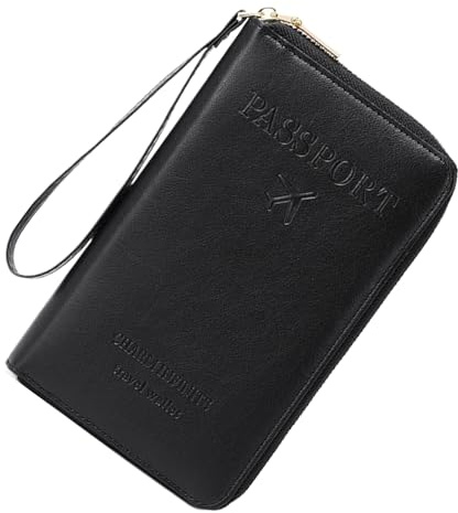 FVPKYUR Portadocumenti,Custodia per Passaporto in Pelle PU con Scomparti Multipli per Carte - Organizzatore Portafoglio da Viaggio Portatile Impermeabile per Biglietti, Documenti, Denaro e per Uomo e