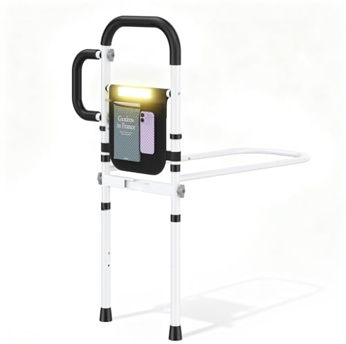 Hoyiyobi Cama para personas mayores, asa ajustable en altura para levantarse de la cama, soporte de cama con sensor de movimiento y bolsa de almacenamiento, asas para embarazadas
