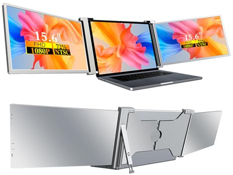 LUCKDANO Écran Rotatif Pliable à écran Portable à Triple écran de 15,6 Pouces avec Support Réglable pour Ordinateurs Portables Professionnels Multitâches (2)