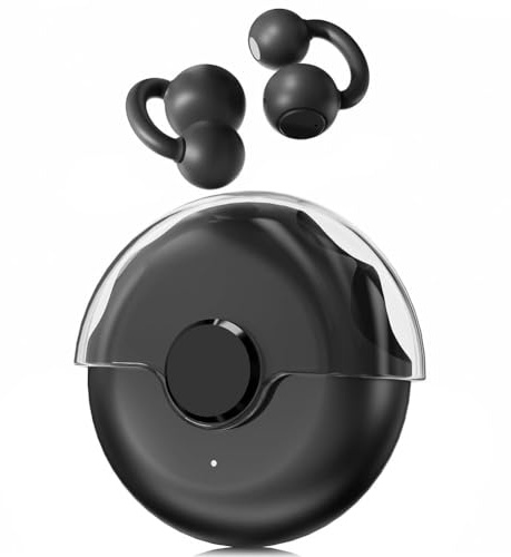 Caijin Auriculares intraurales Deportivos Bluetooth 5.4 con Clip, 56 h de batería, 2 micrófonos ENC, Graves Profundos de Alta fidelidad, Estuche de Carga Giratorio de 360°, USB-C, Negro