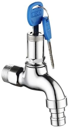 CYBSFKJ Rubinetto antifurto portatile Rubinetto dell'acqua con chiave di blocco Corpo in lega Foro singolo Interruttore a chiave Rubinetti for cucina Giardino esterno