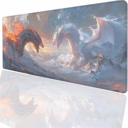 Tappetino per Mouse XXL 1500x800x3mm Tappetino Mouse Gaming Grande, Mousepad con Base in Gomma Antiscivolo, Tappeto per Tavolo da Gaming per Mouse e Tastiera, Accessori PC Animale Drago LMDT10332