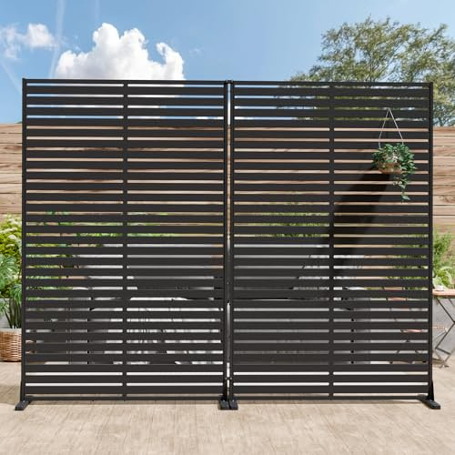 Trygoal Outdoor Privacy Screen Set of 2, Freestanding Privacy Panel with Stand, 72 H×47 W HDPE Decorative Privacy Panels, Outdoor Divider Privacy Screen for Patio,Deck, Balcony, Pool