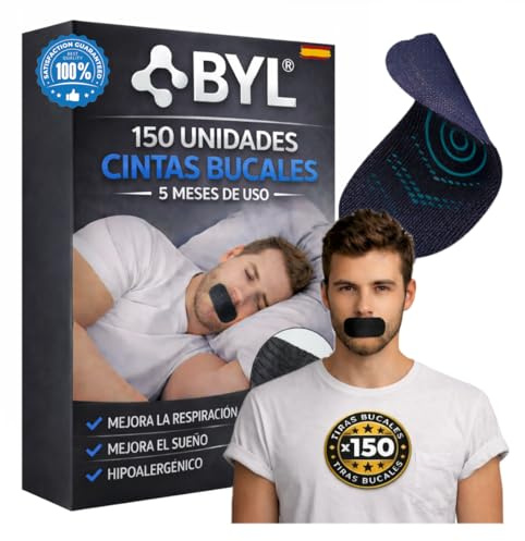 BYL® PACK AHORRO 150 Tiras Bucales Para Dormir – 150 Unidades Antironquidos | Mouth Tape For Sleeping | Cintas Bucales Tapabocas con Adhesivo Hipoalergénico | Hasta 5 Meses de Uso