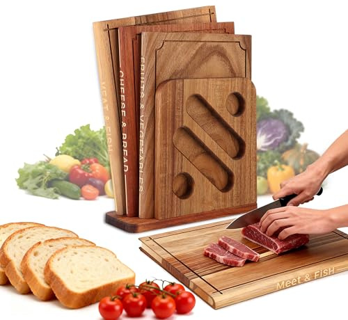 Hoforife 3-Piece Wooden Cutting Boards Set Like Books Wood & Brown