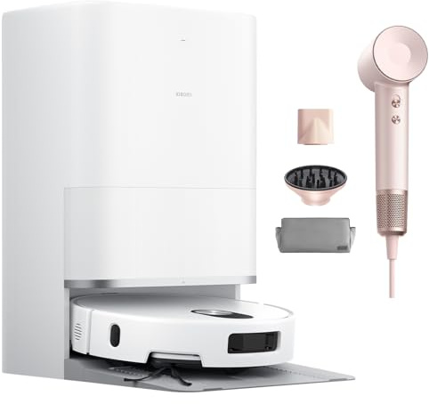 XIAOMI Robot Vacuum 5 - Robot aspirapolvere con funzione di pulizia e aspirapolvere, radar retrattile intelligente, 20000 Pa, stazione di aspirazione autopulente, asciugacapelli incluso (rosa, 2