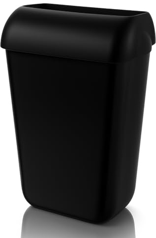 Blanc HYGIENIC Premium BIN Abfallbehälter 25 Liter Schwarz | ABS-Kunststoff, Einwurfwölbung, Deckel & Wandhalterung inkl., für Sanitärraum, Büro, Küche & WC