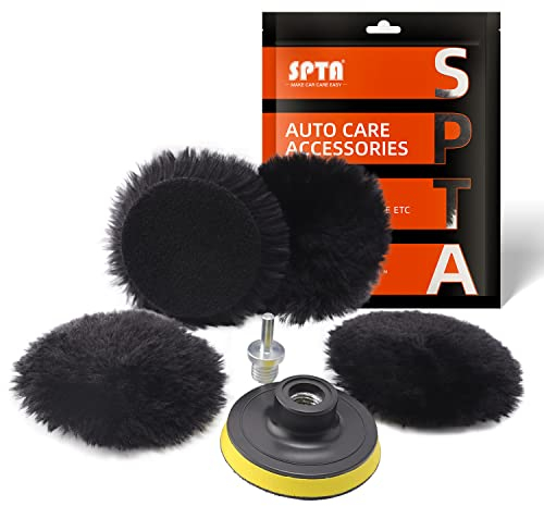 SPTA 80mm Lucidatura Pad Lana Lucidatura Pastiglie Ceretta Kit lana di agnello con gancio e lucidatura Pad Cuffia per lucidatrice