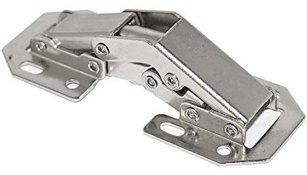HKB ® 1 Stück Aufschraubscharnier Mini, mit Feder 90°, 78 x 32 x 19mm, Stahl vernickelt, inklusive 8 Schrauben, Hersteller HKB, Artikel-Nr. 51284