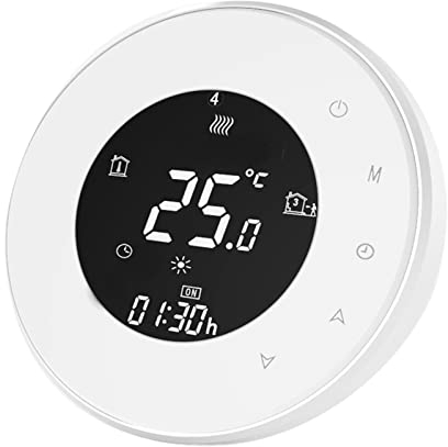 Qiumi Smart WiFi Rund Thermostat WiFi Programmierbarer Wasserthermostat LCD Display Temperaturregler Funktioniert mit Amazon Alexa Google Home IFTTT 5A 95~240V