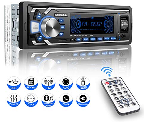 Autoradio mit Bluetooth Freisprecheinrichtung, 1 Din Universal Autoradio Eingebautes Mikrofon, 4X60W Auto Stereo Radio Ricever, USB/TF/FM/AUX/WMA/WAV/MP3 Media Player