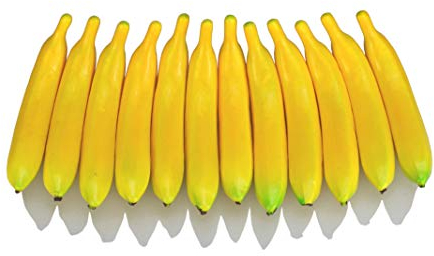 JEDFORE Artificial Yellow Bananas Lifelike Simulation Fake Fruit Home House Kitchen Decoration 12pcs Set