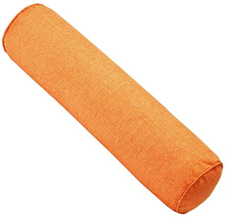 Xiang Ru Flachs, einfarbig, Bonbon-Kissenrolle, Nackenrolle für Zuhause, Bett, Sofa, Kissen, Orange, 60 x Durchmesser: 15 cm