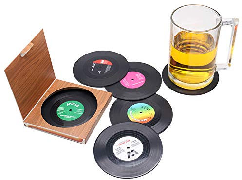 6 Pcs Black CD Record Coasters