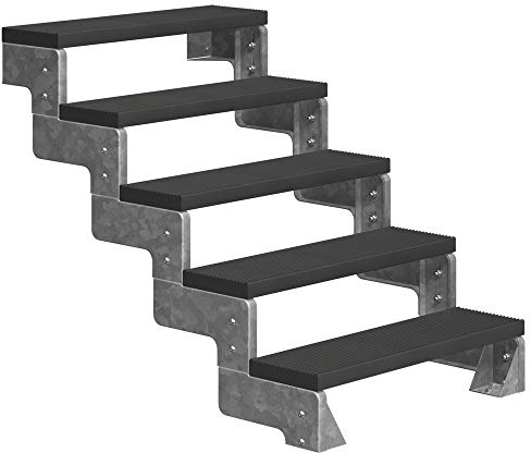 DOLLE Außentreppe Gardentop 5 Stufen Geschosshöhe 90-110 cm inkl. Trimax® Stufen in Anthrazit 100 cm