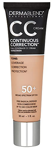 Dermablend Continuous Correctionâ„¢ Tone-Evening CC Cream Foundation SPF 50+, Full Coverage Foundation Makeup & Color Corrector, Non-Comedogenic , 1 Fl Oz (Pack of 1)