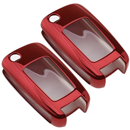 ECSiNG 2 x Autoschlüsselhülle Finish TPU Autoschlüsselhülle Hülle Fall Rot Kompatibel mit Opel/Buick Regal Lacrosse/Chevrolet