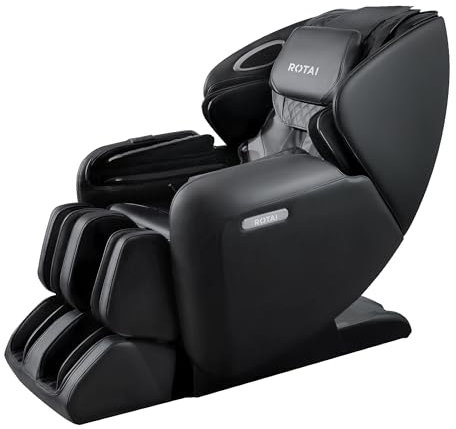 ROTAI Massage Chair with Heat Neck Shoulder Back Massage Recliner,Full Body Massage Chair with Foot Rollers Zero Gravity Home Office Armchair (Black)