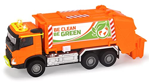 Majorette Grand Series 213743000 - Volvo FMX Sopbil - Sopbil med Förarhytt, Behållare och Stänkskärm i Metall, Ljus, Ljud, Frihjul, Soptunna samt Mjuka Gummidäck, 19 cm, 1:43, Från 3 år