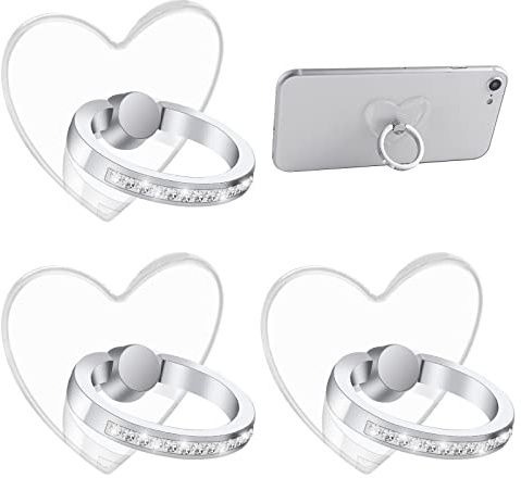 TIESOME Supporto per anello per cellulare con supporto per dita, 3 supporti per anelli per dita, rotazione a 360°, supporto per anello per telefono con diamante compatibile con smartphone