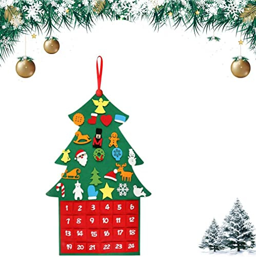 Calendario dell'Avvento Natale feltro,Calendario dell'Avvento di Natale,Calendario dell'Avvento tessuto,Calendario Natale fai-da-te,Decorazione natalizia appendere alla parete