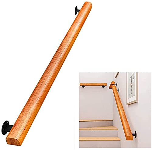 handrail 1 Ft - 20 Ft. Handrail -Complete Kit, Anti-Slip Stair Wood Handrail, Against The Wall Indoor Loft Elderly Railings Grab Bar, Wall Mounted (Size : 50cm)