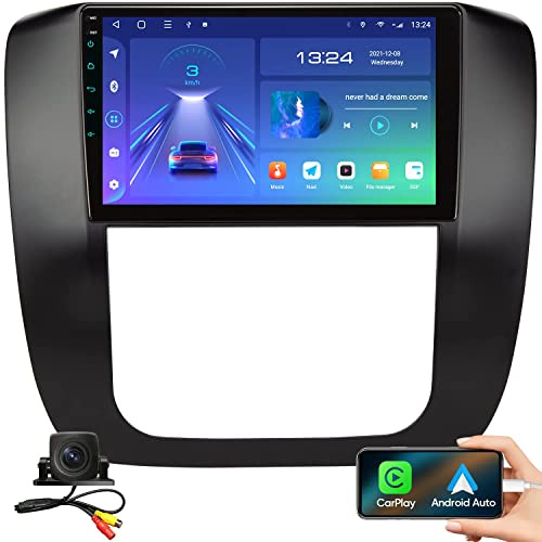 Car Stereo Radio for GMC Yukon Tahoe Suburban 2007-2012 Sierra Silverado 2010-2013 with Carplay Android Auto 9 Inch 5G WiFi FM/AM 48EQ Mirroring AirPlay