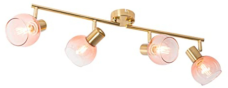 Qazqa Verstellbarer Deckenstrahler, Deckenspot - Vidro - Rosa, max. 25W, Geeignet für LED, 77cm, 4-flammig, Ideal als Wohnzimmerlampe, Küche lampe